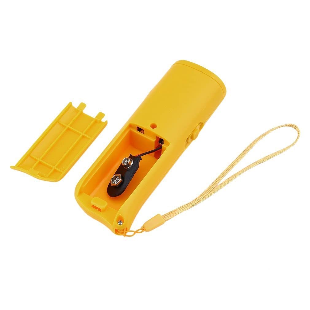 KYKHT Handheld Dog Repellent Trainer, 3 in 1 Anti Barking Device with LED Flashlight, Ultrasonic Dog Deterrent and Bark Stopper Dog Trainer Devices - Training Tool/Stop Barking (Yellow)