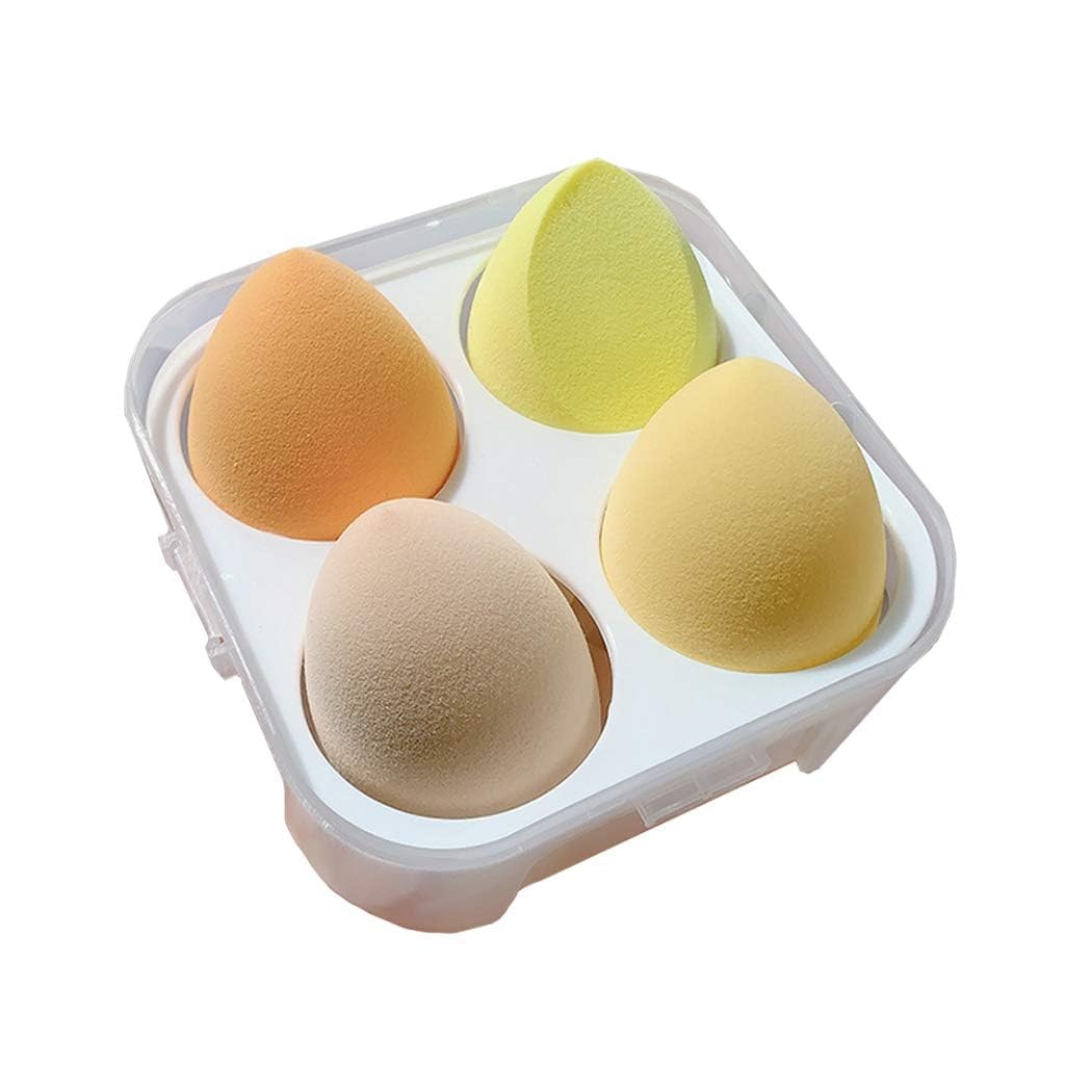 KYKHT Makeup Sponges for Foundation - Makeup Sponge Set for Blending - Beauty Blender Set of 4 + Egg Case Holder - Flawless for Cream, Powder and Liquid (Pink Mix Colours)