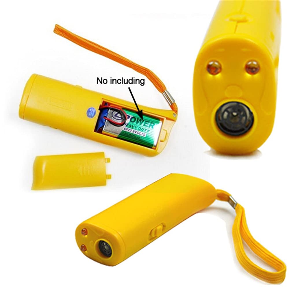 KYKHT Handheld Dog Repellent Trainer, 3 in 1 Anti Barking Device with LED Flashlight, Ultrasonic Dog Deterrent and Bark Stopper Dog Trainer Devices - Training Tool/Stop Barking (Yellow)