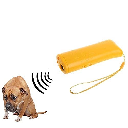 KYKHT Handheld Dog Repellent Trainer, 3 in 1 Anti Barking Device with LED Flashlight, Ultrasonic Dog Deterrent and Bark Stopper Dog Trainer Devices - Training Tool/Stop Barking (Yellow)