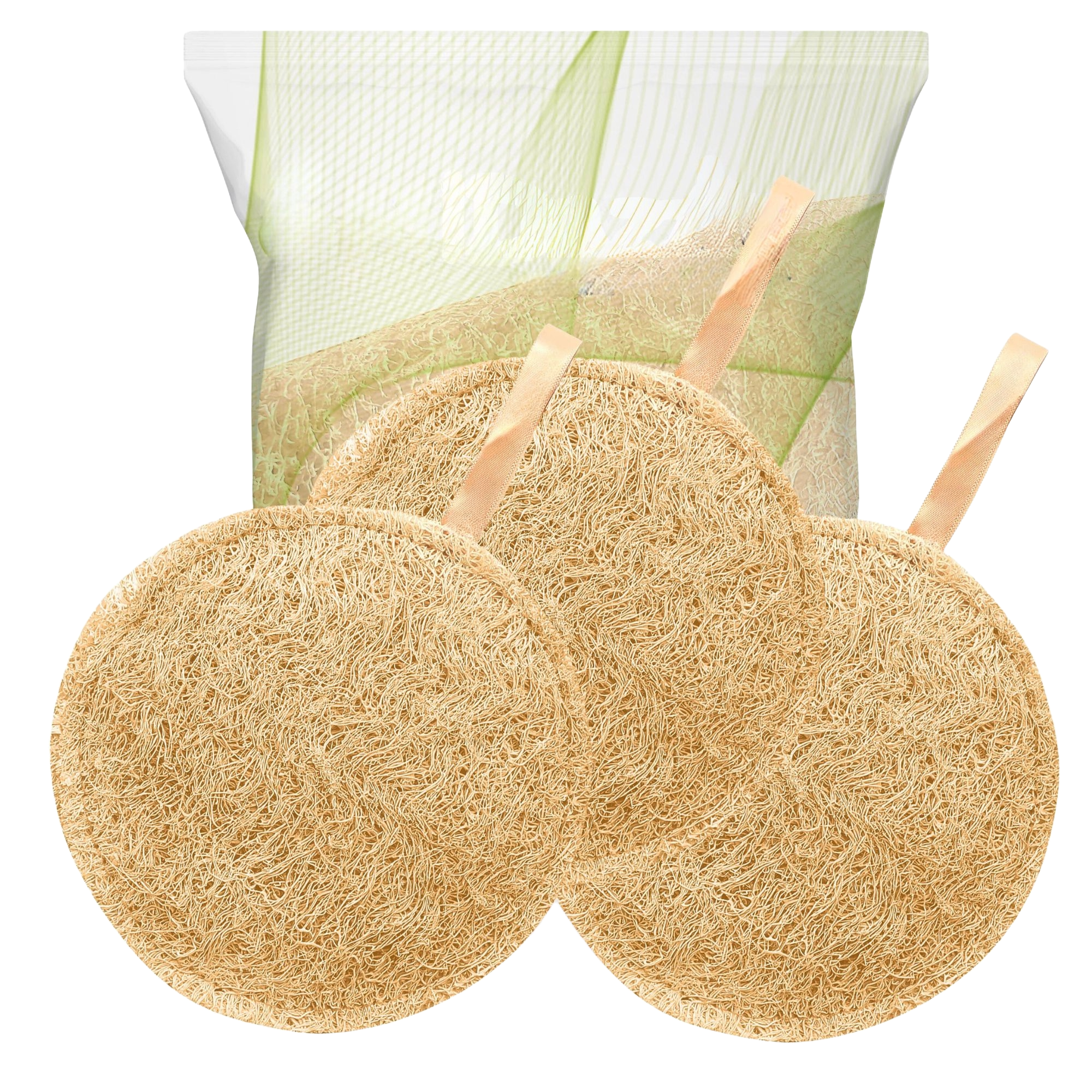 KYKHT Organic Loofah Body Scrubbers - Natural Exfoliating Bath Sponges for Smooth Skin - Pack of 3