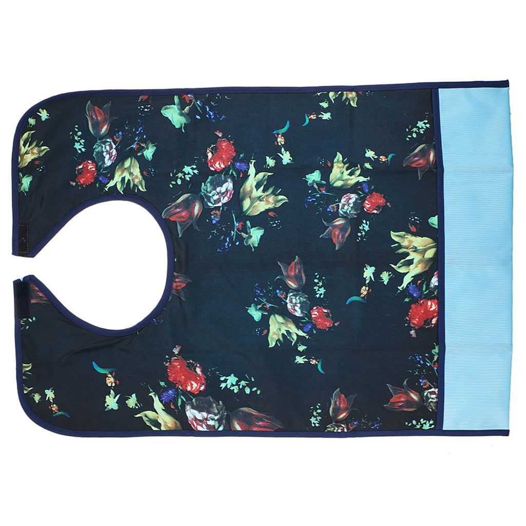 Adult Reusable Bibs Disability Patient Aid Apron with Catch Pocket - Floral