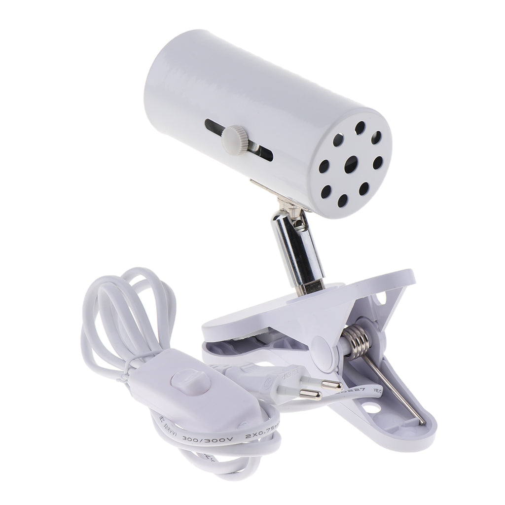 Reptile Light Clamp Ceramic Infrared Emitter Heat Lamp Stand EU Plug White