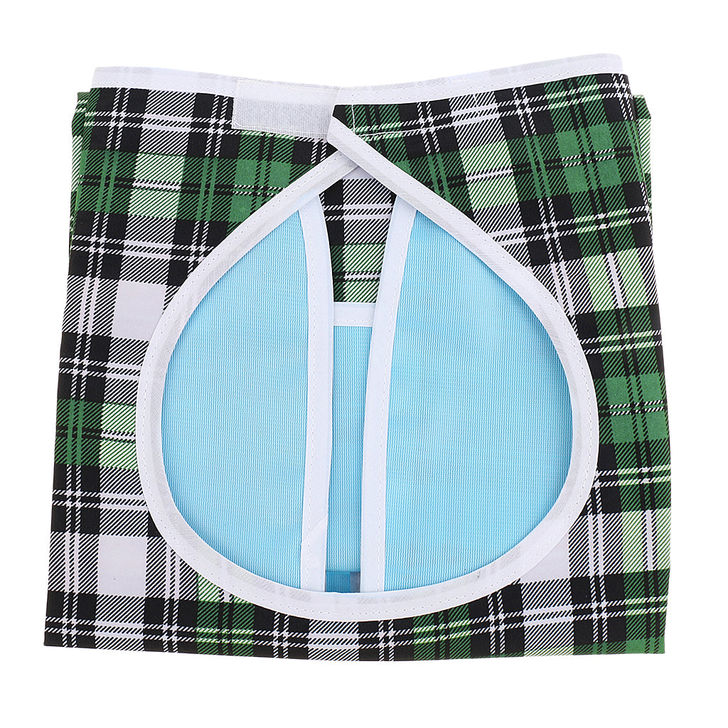 Adjustable Waterproof Adult Bib Cloth Protector w/ Crumb Catcher -Grid Print