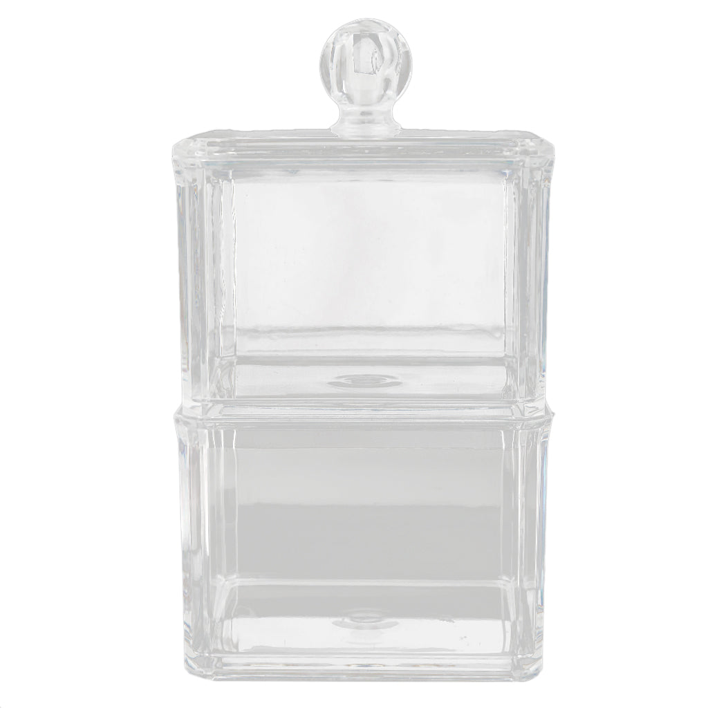 Double Layers Clear Acrylic Q-tip Holder Box Cotton Swabs Stick Storage Cosmetic Makeup