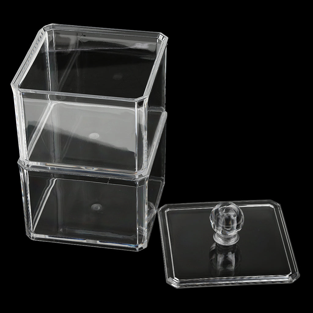 Double Layers Clear Acrylic Q-tip Holder Box Cotton Swabs Stick Storage Cosmetic Makeup