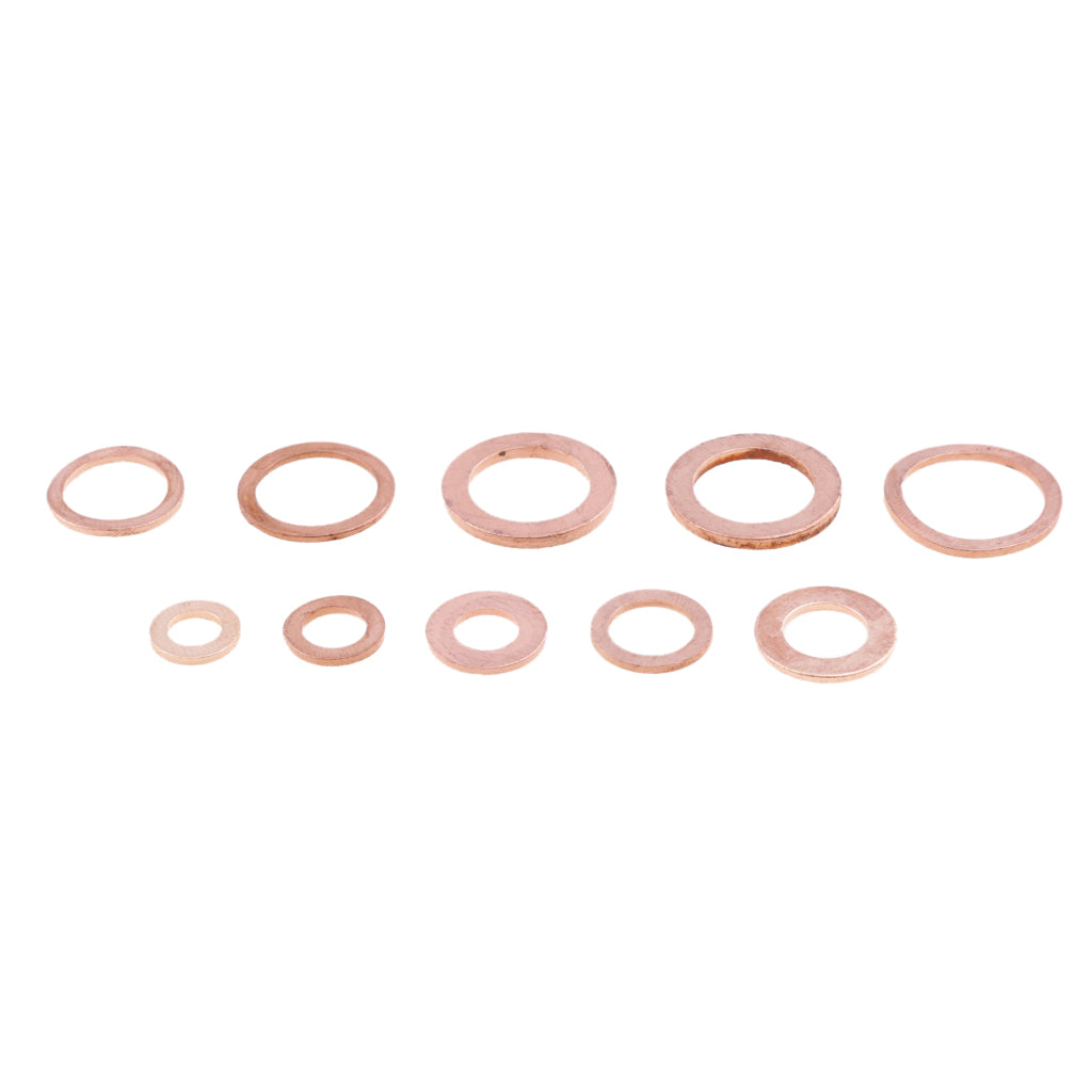 200Pcs Flat Ring Copper Washer Oil Sealing Gasket Assortment Hardware Set Box