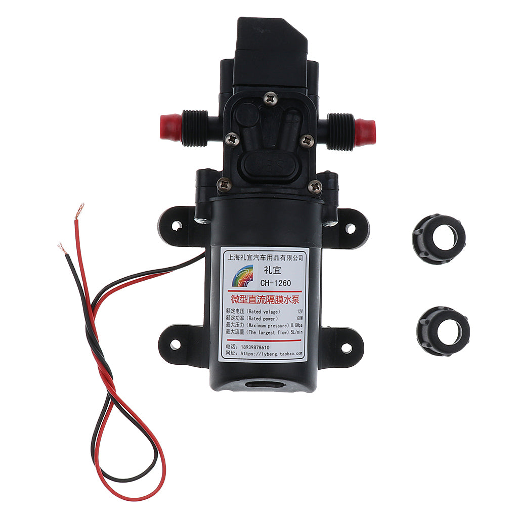 12V High Pressure Auto Diaphragm Water Pressure Pump 5L/min 100 PSI Pressure Switch