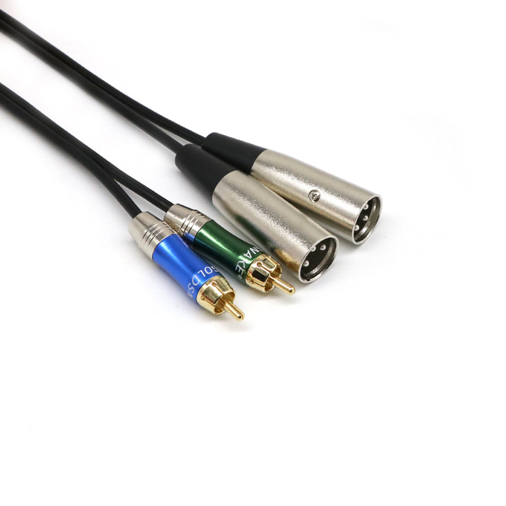 Dual 3Pin XLR Male Plug to Dual RCA Male Patch Cable Microphone Audio Converter Connector Micro Adapter Cable