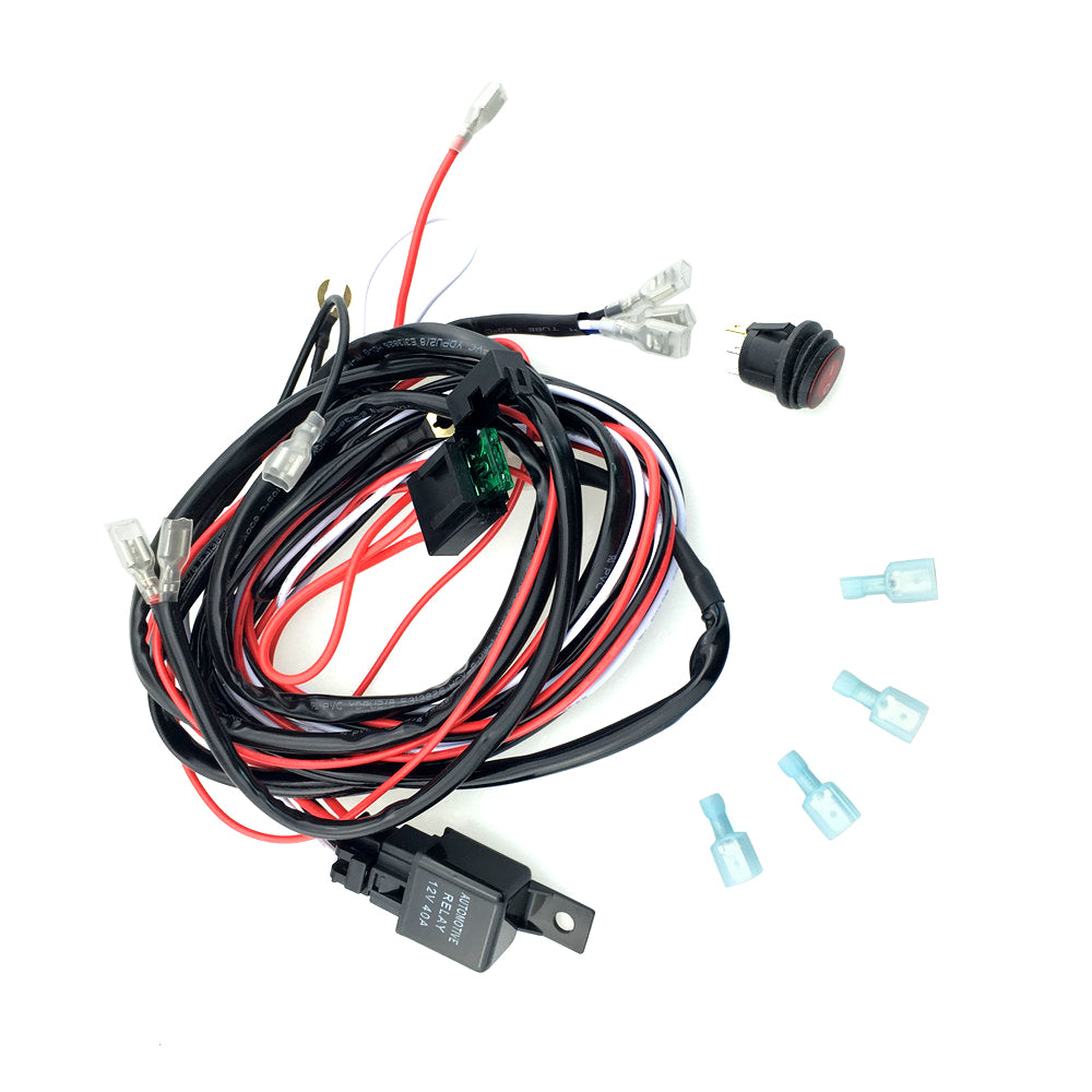 Universal 12V 40A Car Fog Light Wiring Harness Kit Loom For LED Work Driving Light Bar With Fuse And Relay Switch