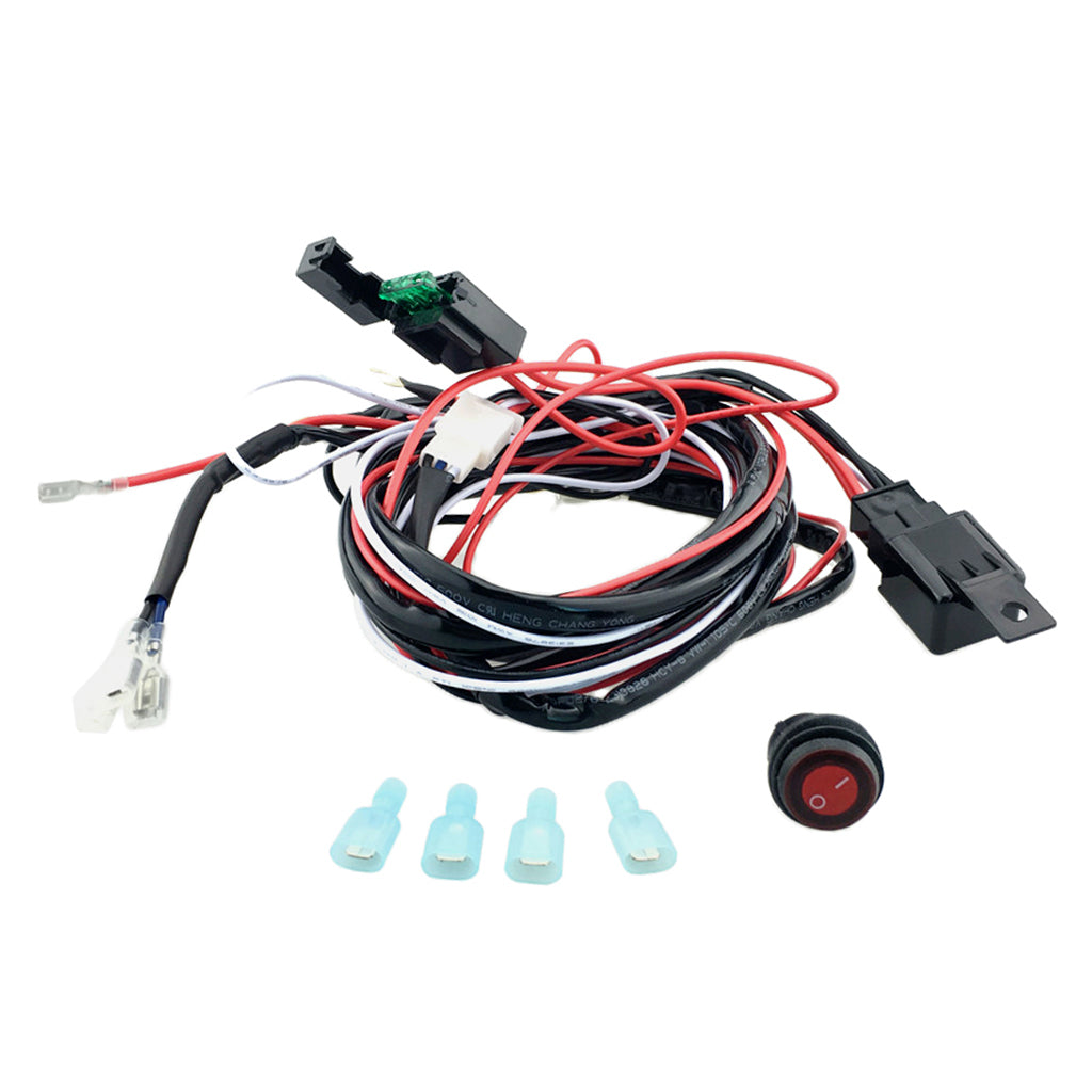 Universal 12V 40A Car Fog Light Wiring Harness Kit Loom For LED Work Driving Light Bar With Fuse And Relay Switch