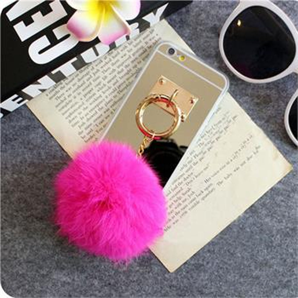 Gold Mobile Phone Case Protective Back Cover with Imitation White Wool Ball for iPhone 6 / 6S