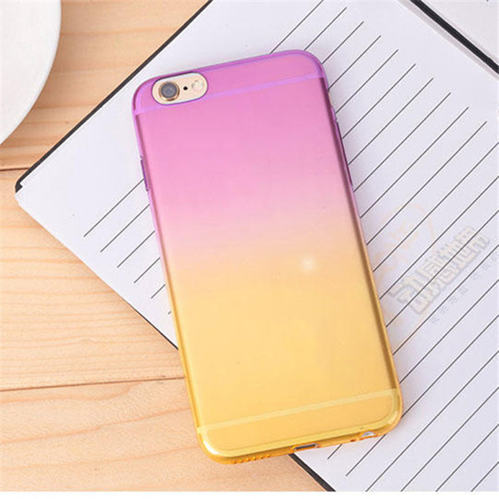 Gradient Color Transparent Protective Case Soft TPU Protective Case for Apple iPhone 6 6S（4.7 inch Screen）Purple and Yellow