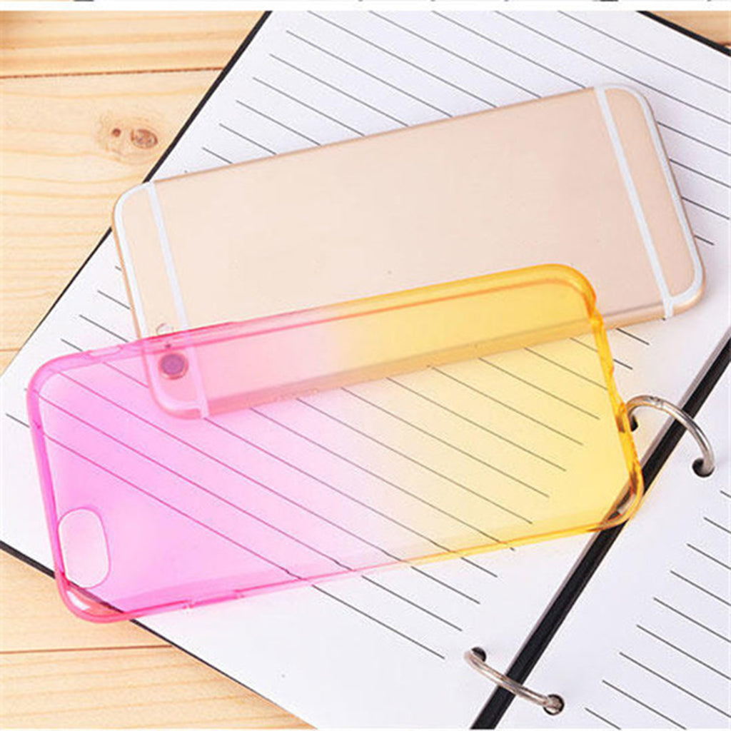 Gradient Color Transparent Protective Case Soft TPU Protective Case for Apple iPhone 6 6S（4.7 inch Screen）Purple and Yellow