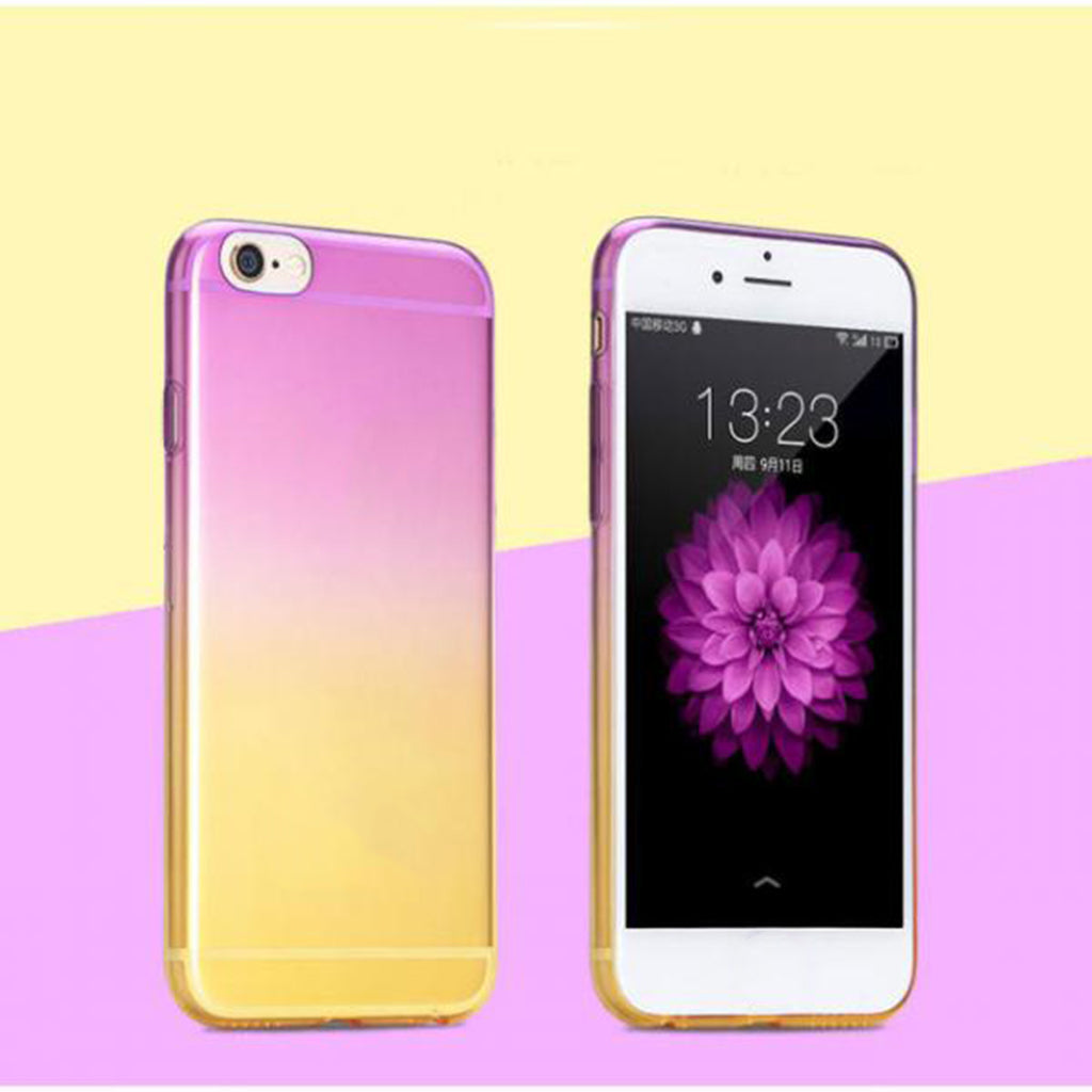 Gradient Color Transparent Protective Case Soft TPU Protective Case for Apple iPhone 6 6S（4.7 inch Screen）Purple and Yellow