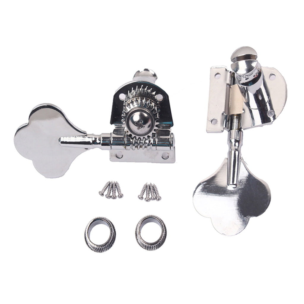 Chrome Electric Bass Machine Heads Knobs Tuners Tuning Pegs 4R Replacement