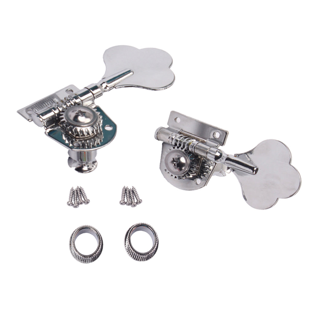 Chrome Electric Bass Machine Heads Knobs Tuners Tuning Pegs 4R Replacement