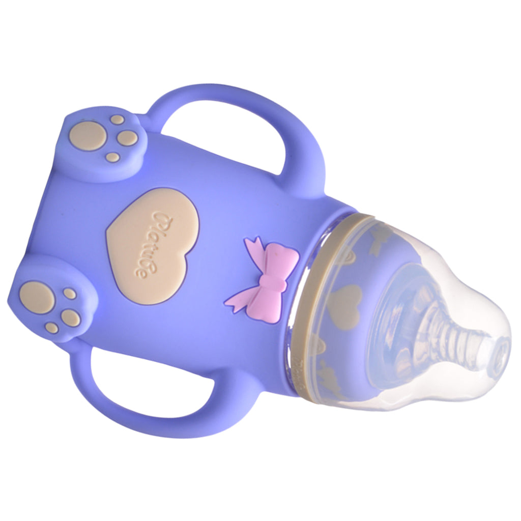 240ML Infant Baby Feeding Wide Neck Milk Bottle With Handles Blue