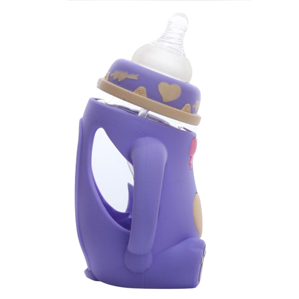 240ML Infant Baby Feeding Wide Neck Milk Bottle With Handles Blue