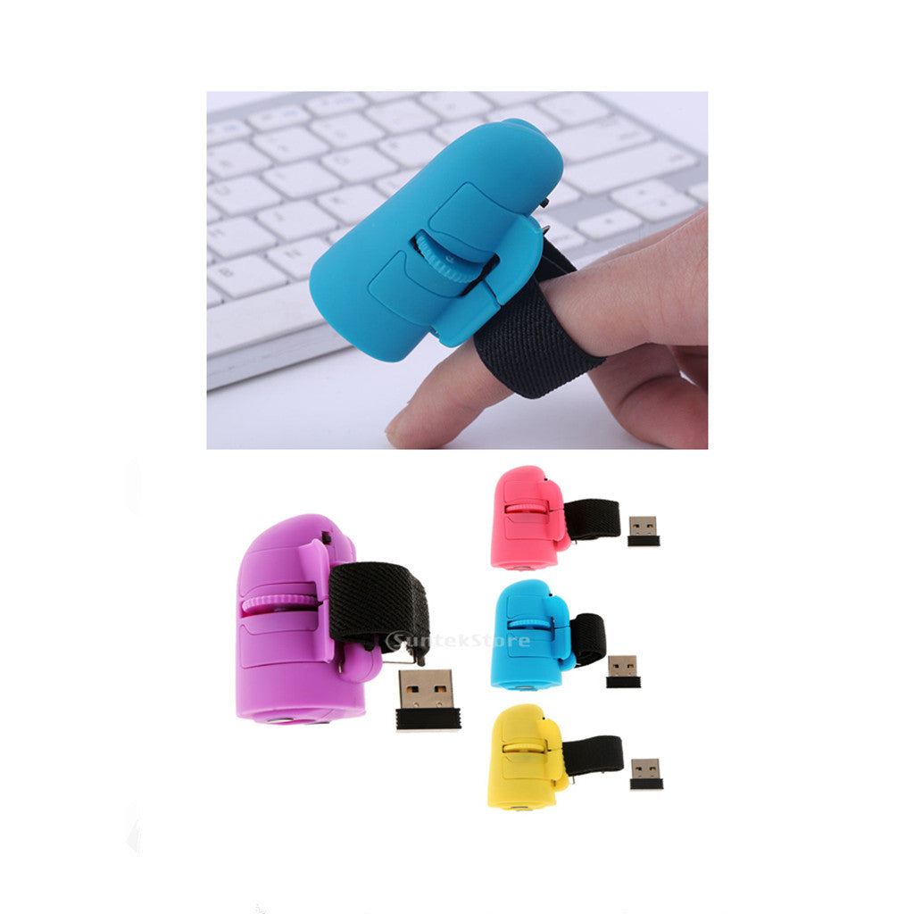 2.4GHz USB Wireless Finger Rings Optical Mouse 1200DPI for PC Laptop Desktop Blue