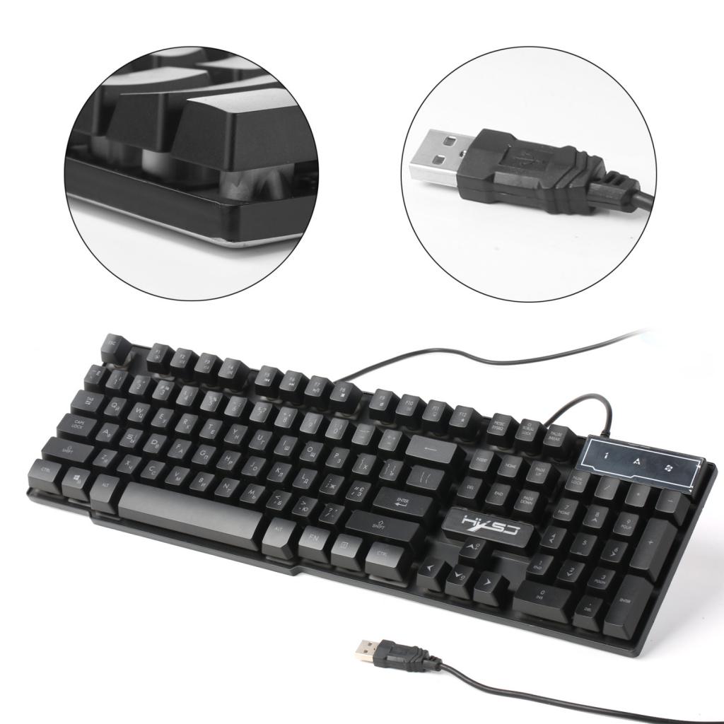 USB Wired Russian/English Gaming Keyboard 3LED Backlit 104 Keys for Computer