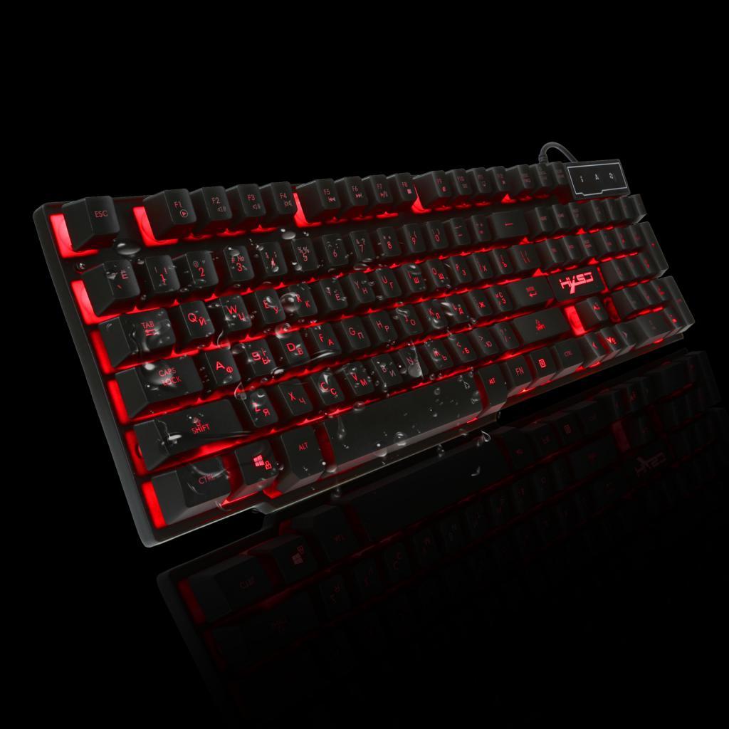 USB Wired Russian/English Gaming Keyboard 3LED Backlit 104 Keys for Computer