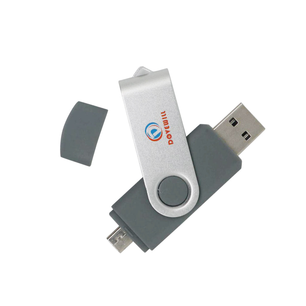 Swivel 64GB USB Flash Drive Memory Stick Storage Thumb U Disk for Smartphone PC Gray