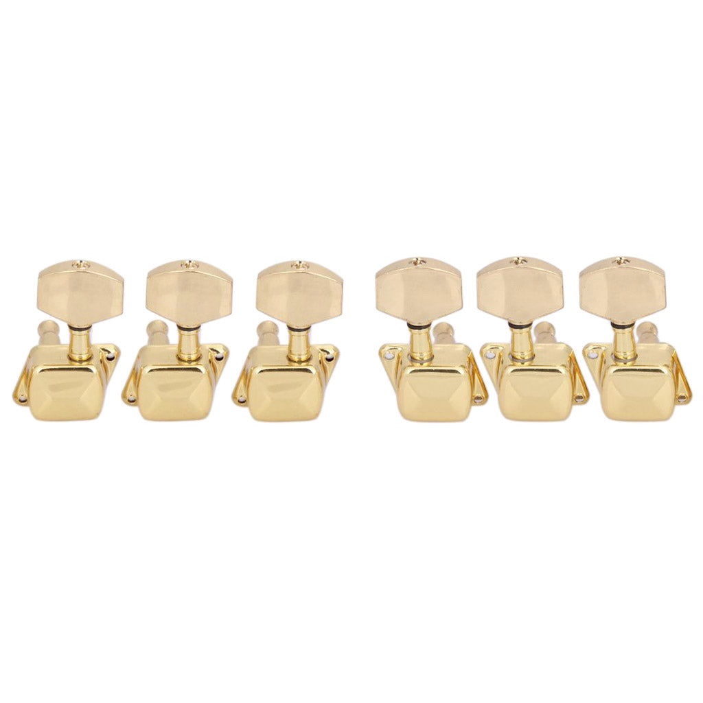 6 Pieces 3R 3L Gold Semi-closed String Tuning Pegs Locked Tuners Machine Heads for Acoustic Guitar Parts