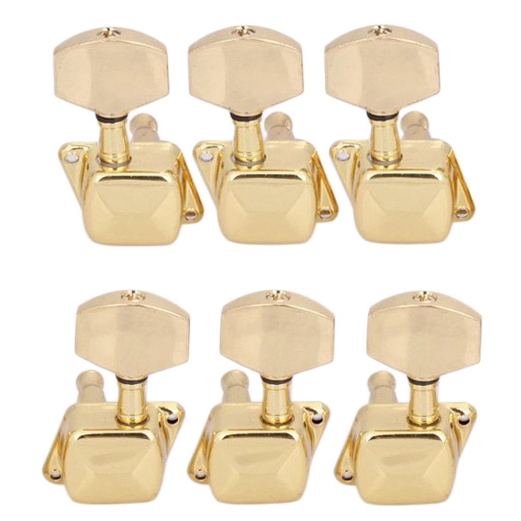 6 Pieces 3R 3L Gold Semi-closed String Tuning Pegs Locked Tuners Machine Heads for Acoustic Guitar Parts