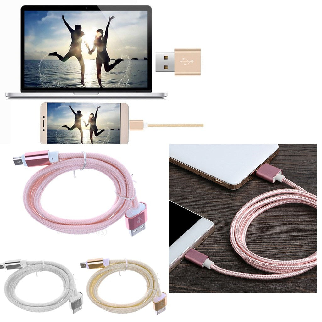 Micro USB Sync Data Charger Charging Cable Cord for Samsung Smartphone Gold