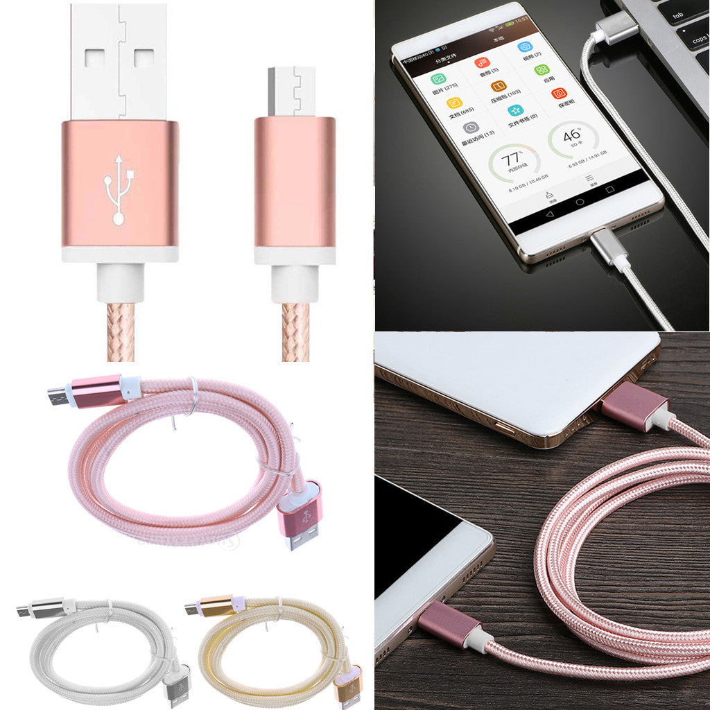 Micro USB Sync Data Charger Charging Cable Cord for Samsung Smartphone Gold