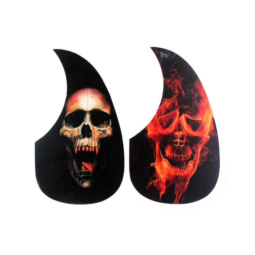 Set of 4 Acoustic Guitar Celluloid Anti-scratch Pickguard, Skull Heads/Tortoise Shell, 64/68mm Radius