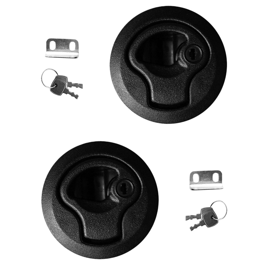 2 Pieces/ Set Round 2''/50mm Flush Pull Slam Latch with Keys for Boat Deck Hatch 1/4'' Door - Locking Style