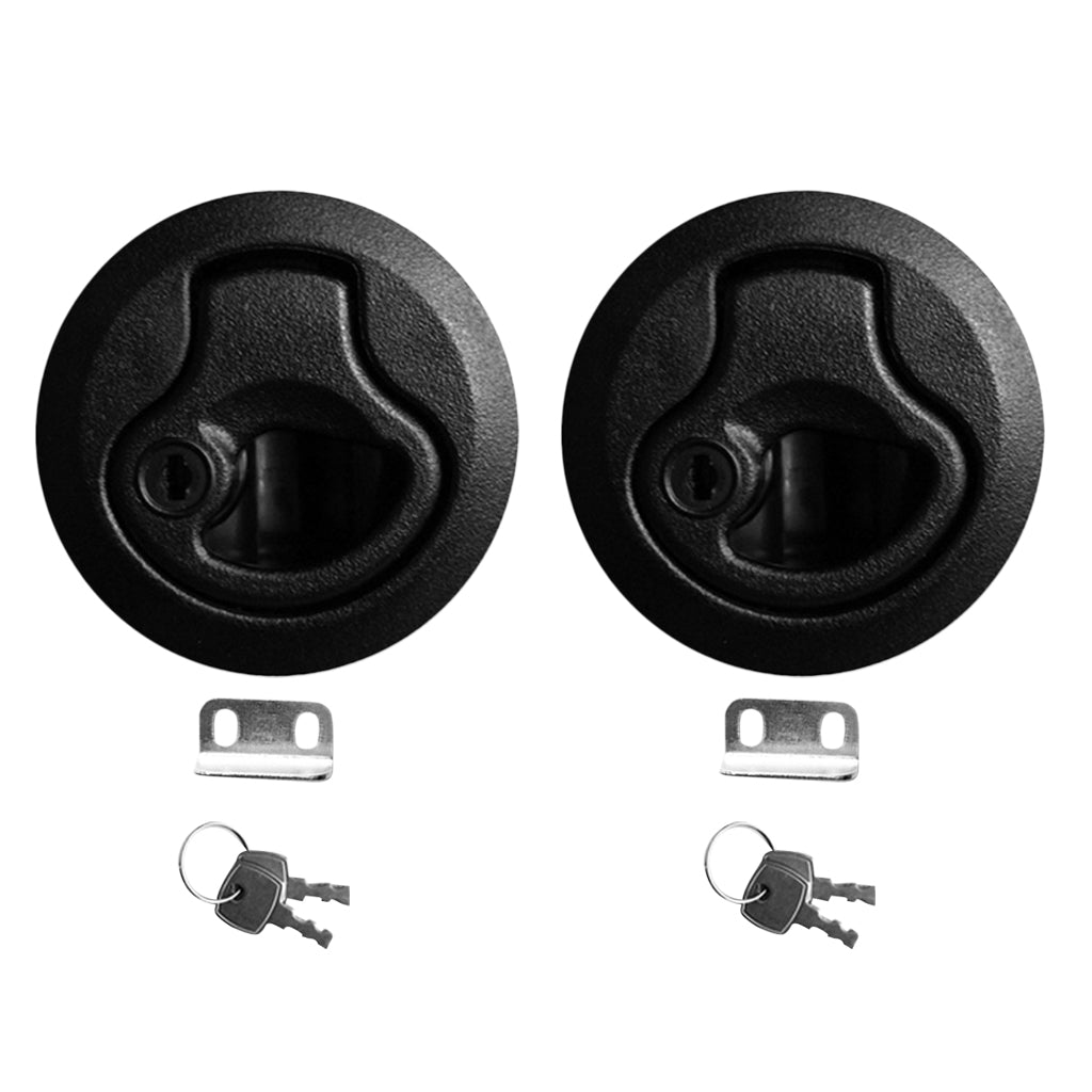 2 Pieces/ Set Round 2''/50mm Flush Pull Slam Latch with Keys for Boat Deck Hatch 1/4'' Door - Locking Style