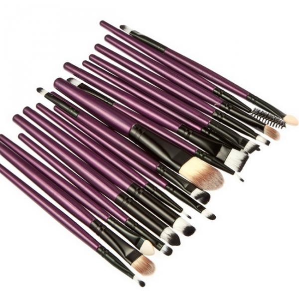 Women Pro Makeup Beauty Cosmetic Tools Makeup Brush Holder Gold + Set of 20PCS Face Foundation Eye Lip Beauty Makeup Brushes Purple Black