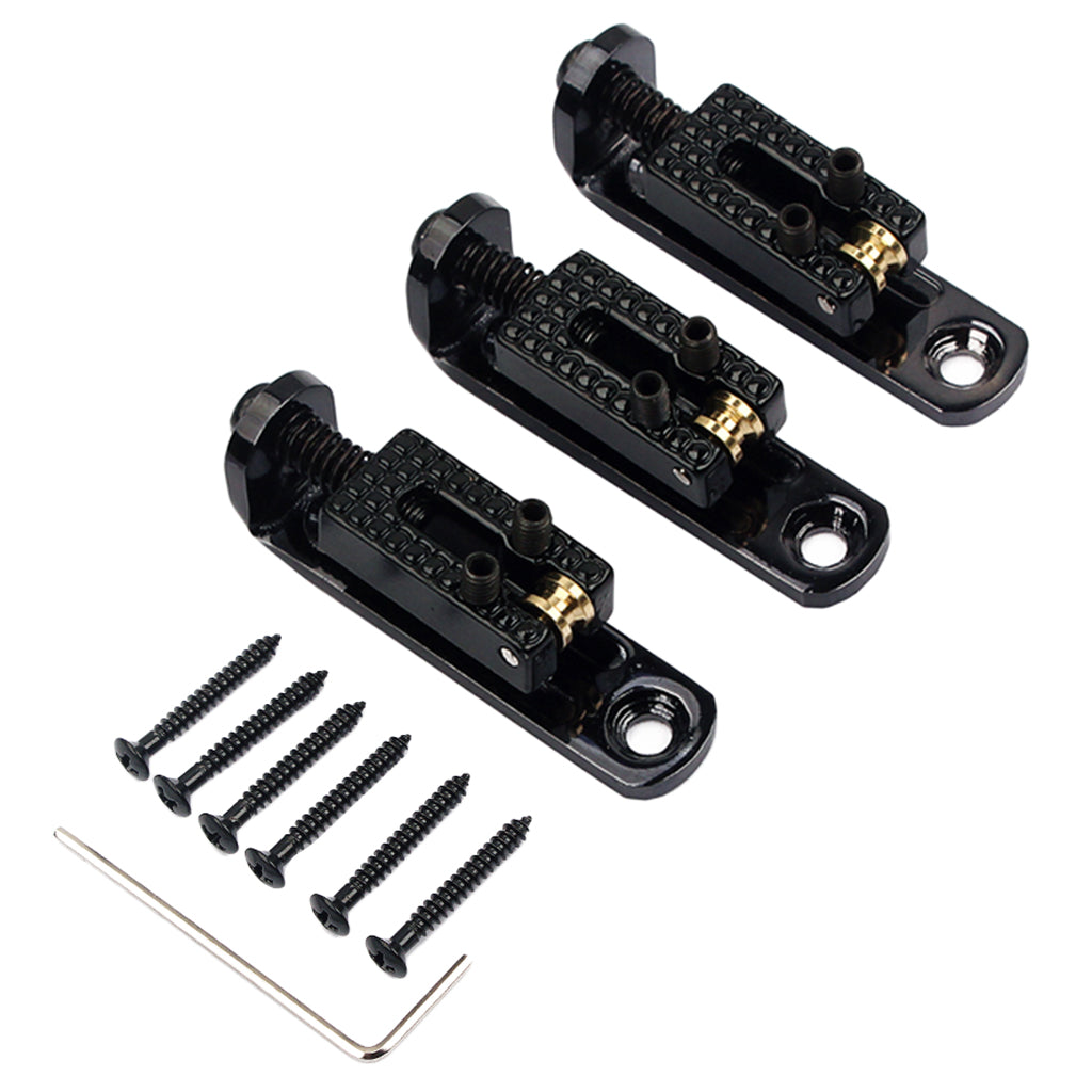 3Pcs Single Guitar Bridge for 3/4/5/6 String Guitar Cigar  Box Banjo Parts Black