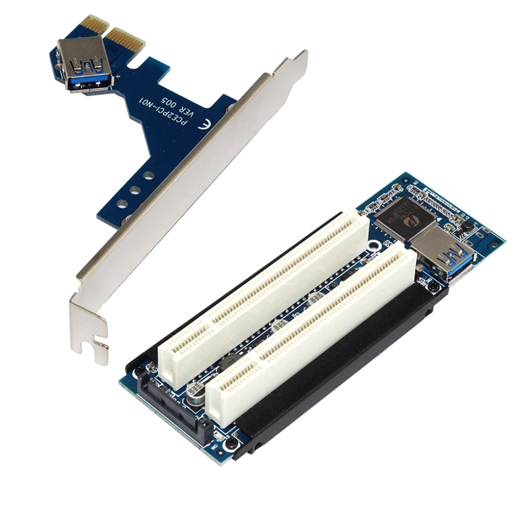 PCI-E Express X1 To Dual PCI Riser Extender Card Adapter With USB 3.0 Cable No drivers required