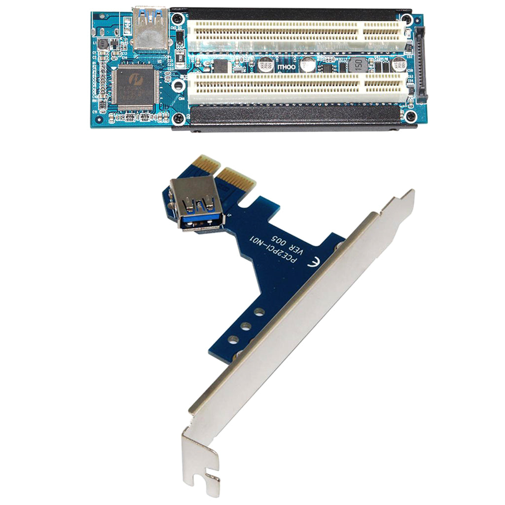 PCI-E Express X1 To Dual PCI Riser Extender Card Adapter With USB 3.0 Cable No drivers required