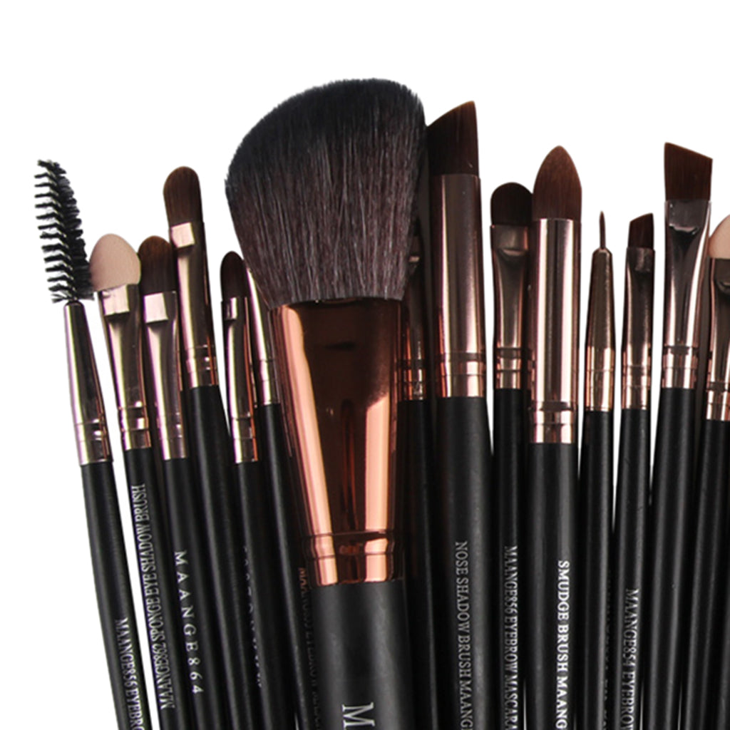 22PCS/SET Professional Convenient Eyeliner Eyebrow Foundation Blending Brush Beauty Supplies Cosmetic Tool Black Coffee