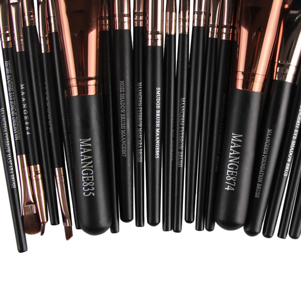 22PCS/SET Professional Convenient Eyeliner Eyebrow Foundation Blending Brush Beauty Supplies Cosmetic Tool Black Coffee