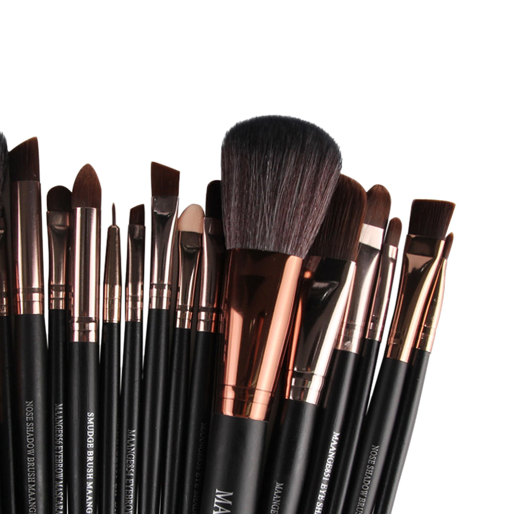 22PCS/SET Professional Convenient Eyeliner Eyebrow Foundation Blending Brush Beauty Supplies Cosmetic Tool Black Coffee