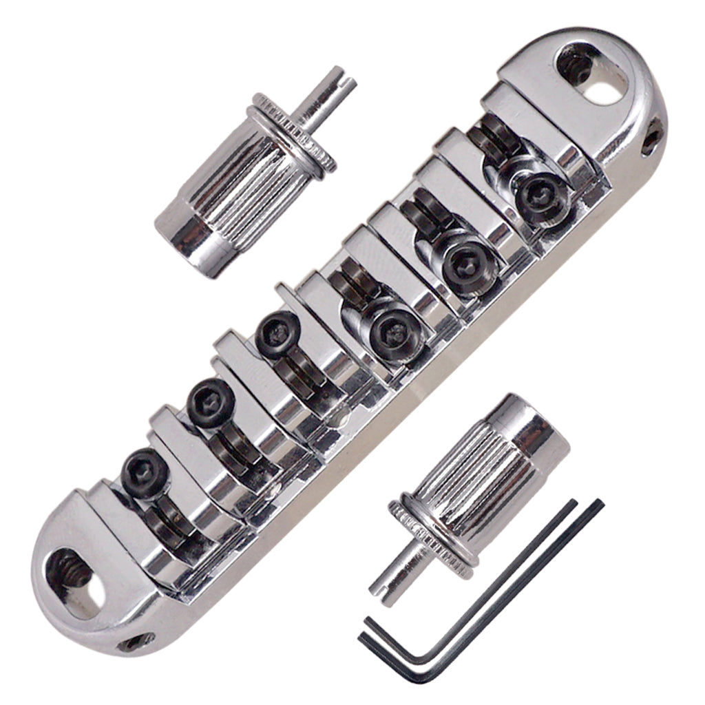 1 Set Silver Locking String Guitar Bridge Roller Saddle Tailpiece for LP Replacement