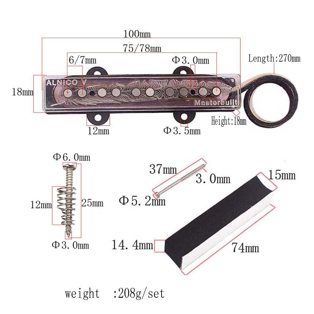 Alnico 8 Single Coil Pickup Humbucker Neck & Bridge for 5 Strings JB Bass Guitar Parts