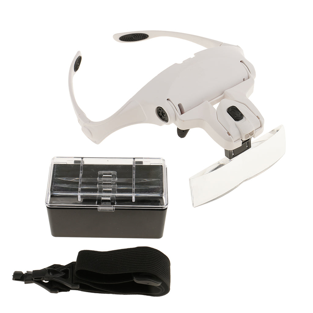 5 Lens Headband Double LED Lamp Head Light Jeweler Watch Repair Precise Work Handset Magnifier Magnifying Glass Loupe