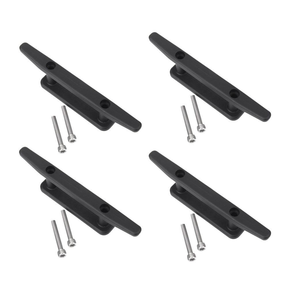 4 Pieces Durable Black Nylon Marine Kayak Boat Yacht Canoe Dinghy Cleat Mooring Deck Mount Anchor Rope Line Cleat Open Base Hardware