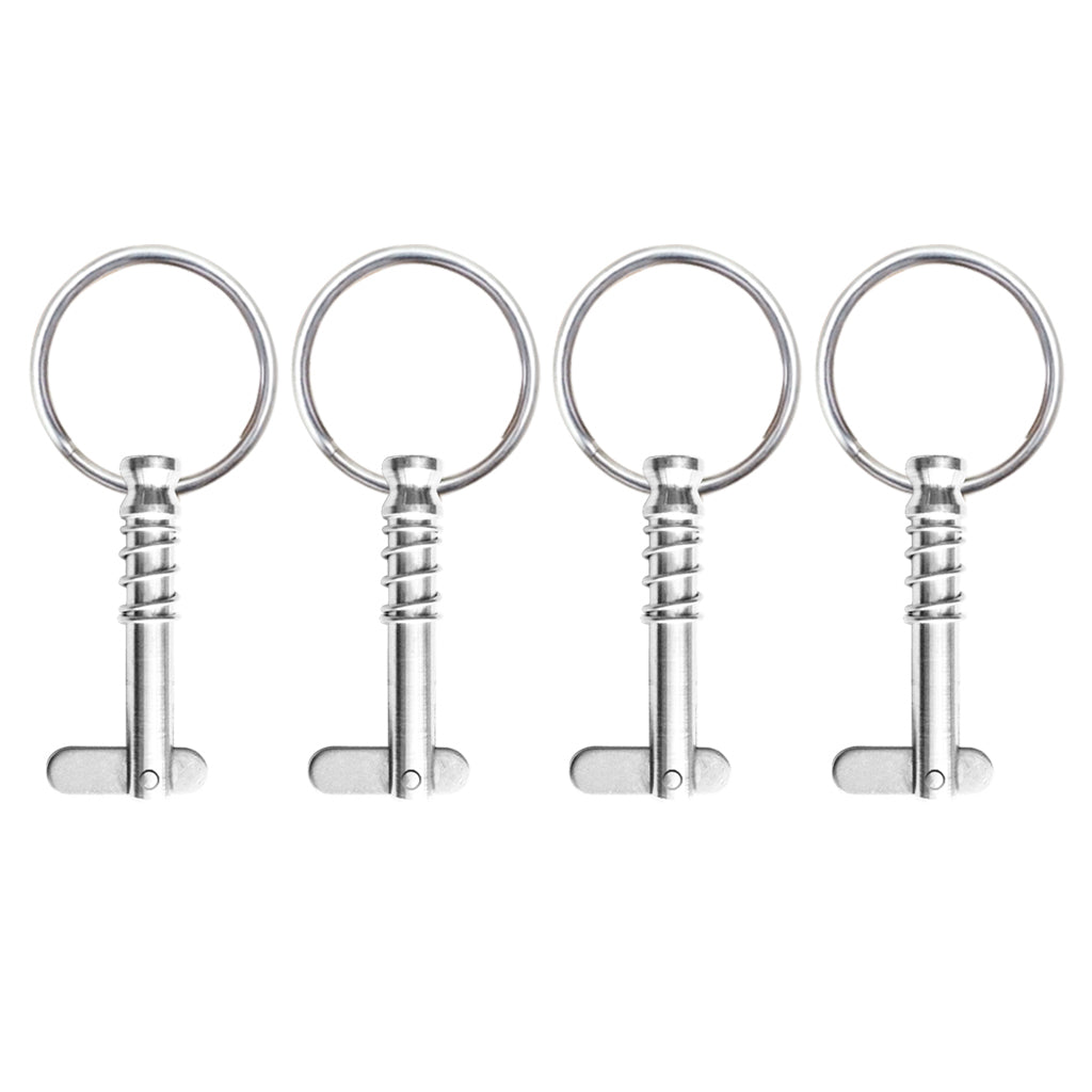 4 Pieces Boat Bimini Top Fitting Hardware Spring Loaded Quick Release Pins 1/4" Stainless Steel with Pull Ring