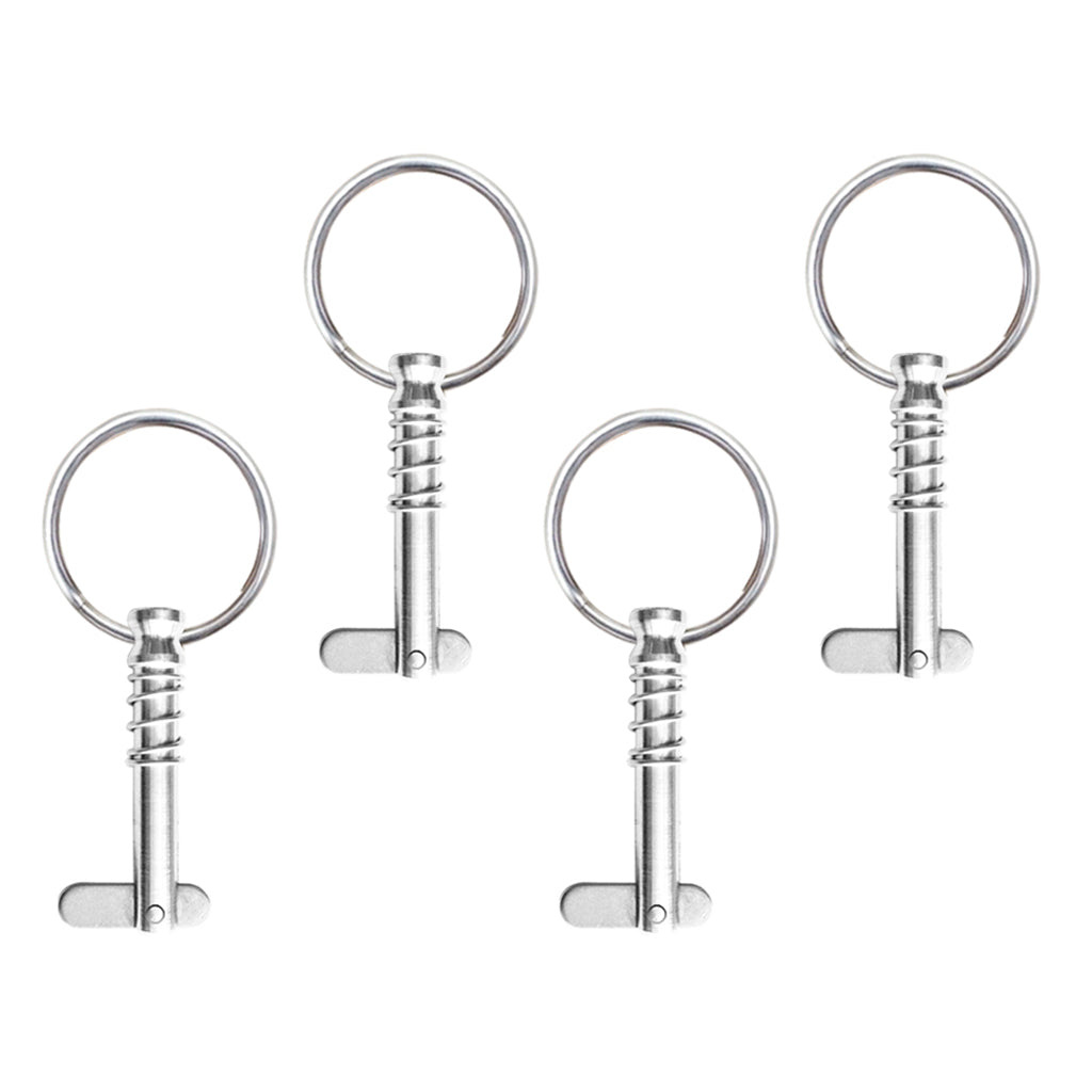 4 Pieces Boat Bimini Top Fitting Hardware Spring Loaded Quick Release Pins 1/4" Stainless Steel with Pull Ring