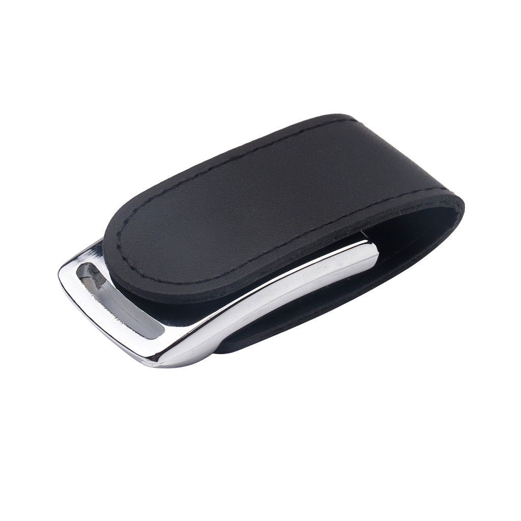 PU-Leather Clamshell Flash Drive Memory Stick Storage Thumb for Computer Black 32GB