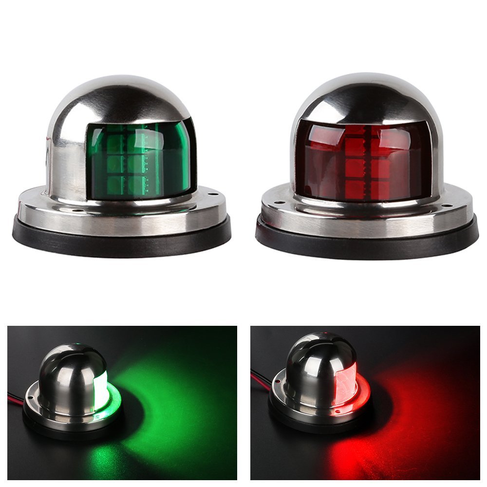 1 Pair Marine Boat Yacht LED Light 12V Stainless Steel Bow Navigation Lights