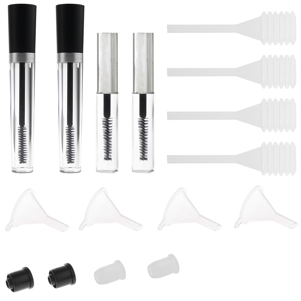 4 Packs 7.5ml 4ml Empty Mascara Tubes Eyelash Growth Oils Vials Bottle with Plugs Funnels Pipettes Droppers